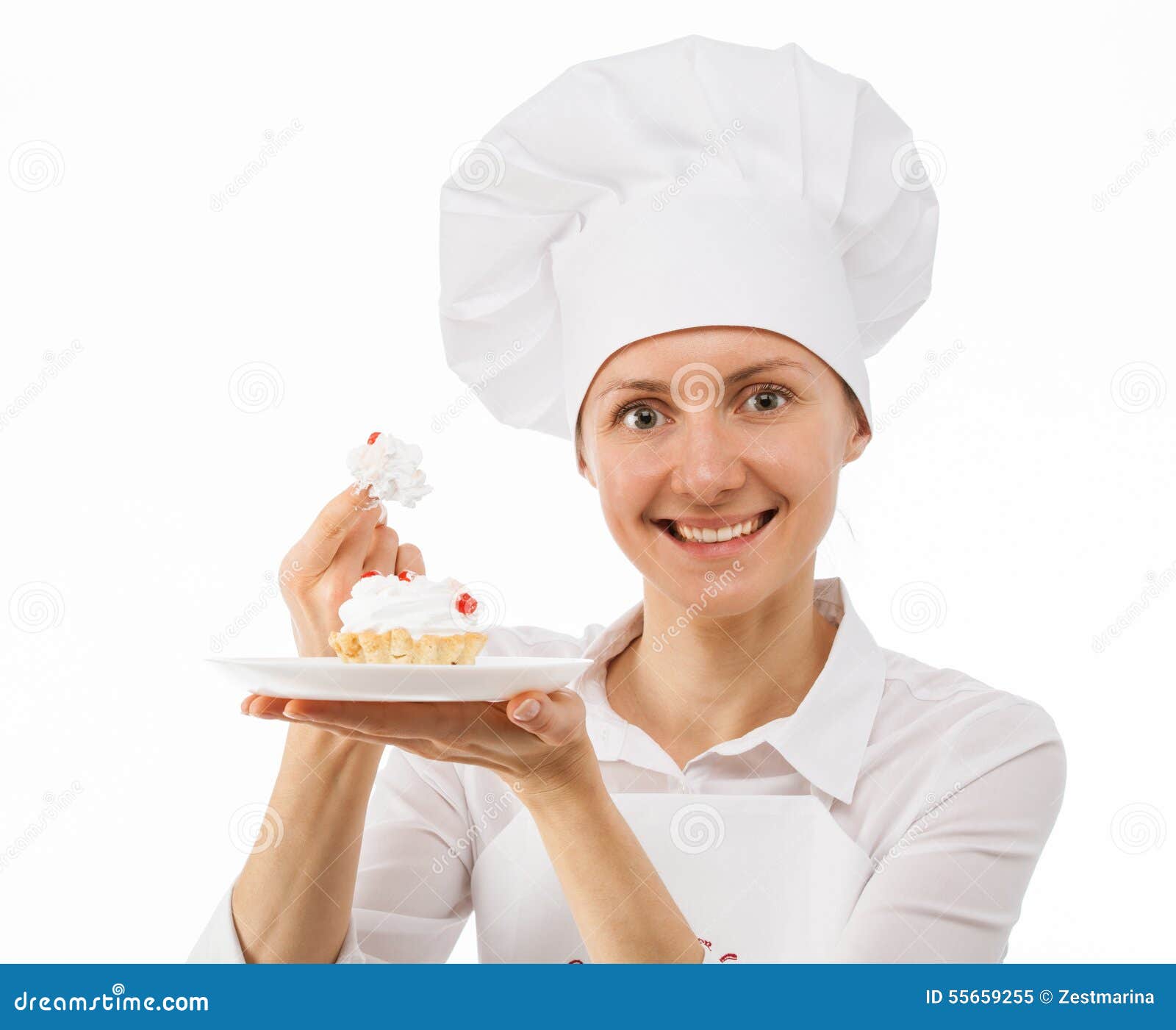 Beautiful Woman Chef Cook Showing Cake Stock Image - Image of chef ...