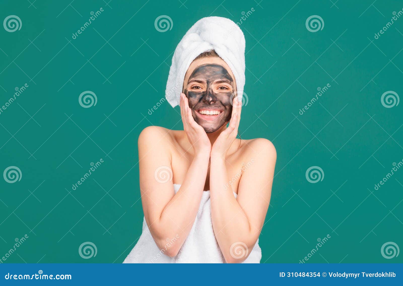 Beautiful Woman with a Clay or a Mud Mask on Face, Clay Mask Spa