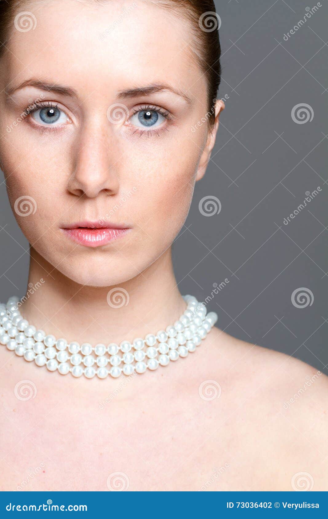 Beautiful Woman with Clear Skin and Perl Nacklace Stock Photo - Image of  fashion, natural: 73036402