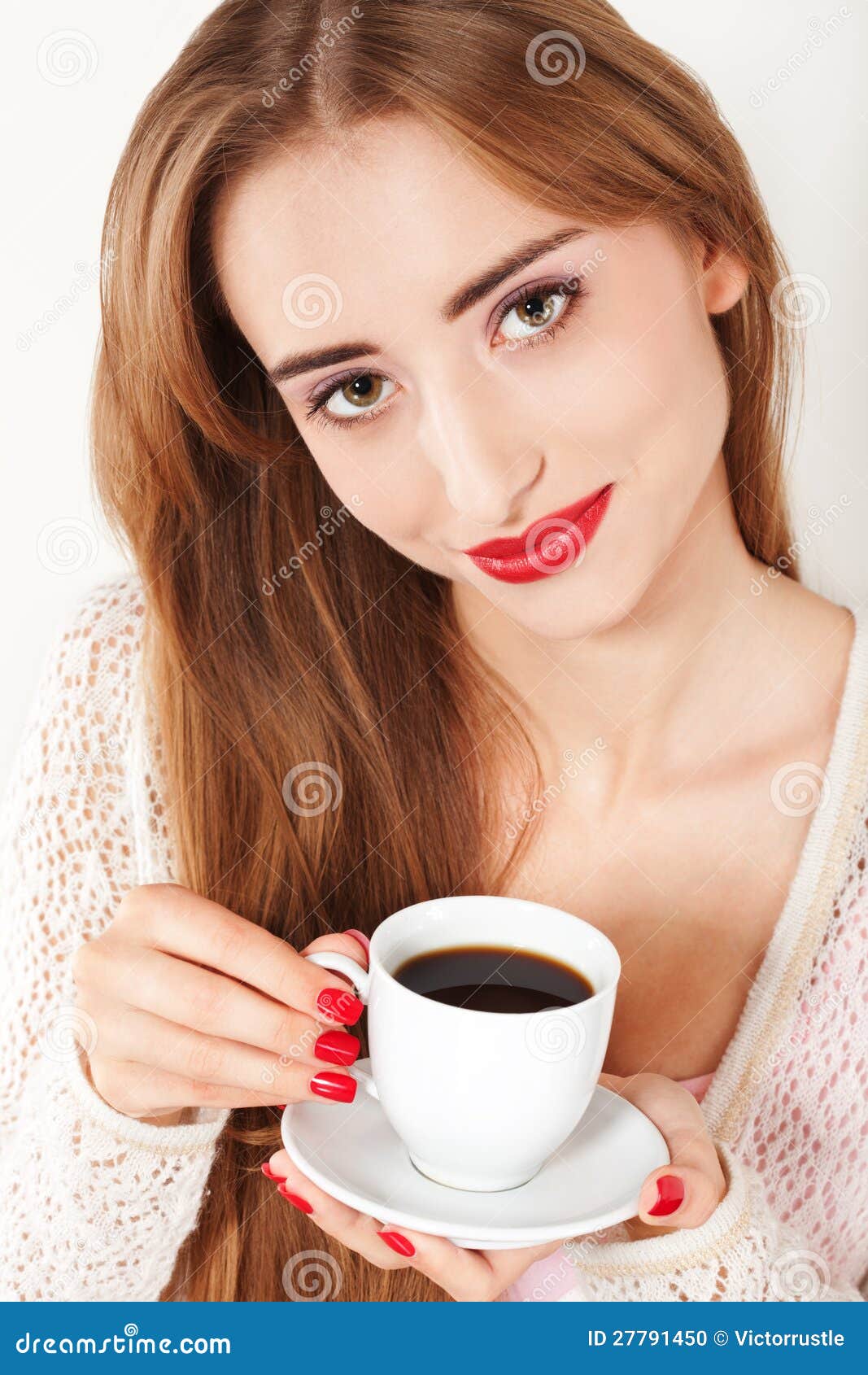 Beautiful Woman with Cup of Coffee Stock Photo Image of espresso