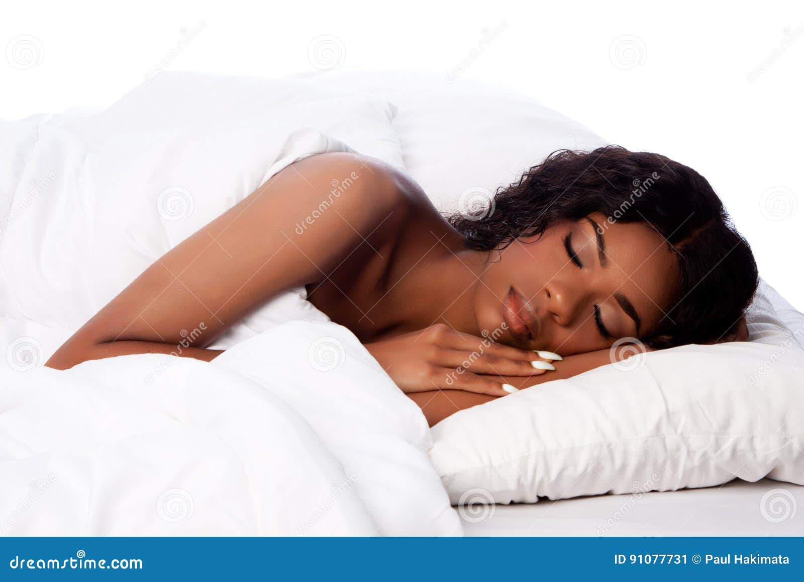 beautiful woman deeply asleep and dreaming