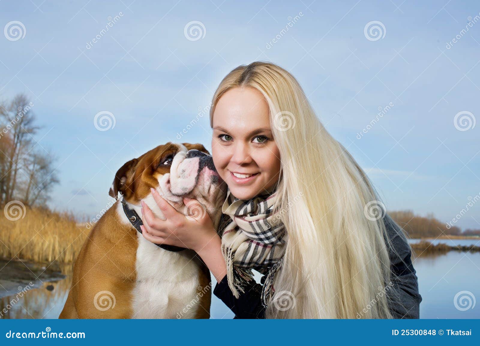 Beautiful woman with a dog stock photo. Image of friendship 25300848