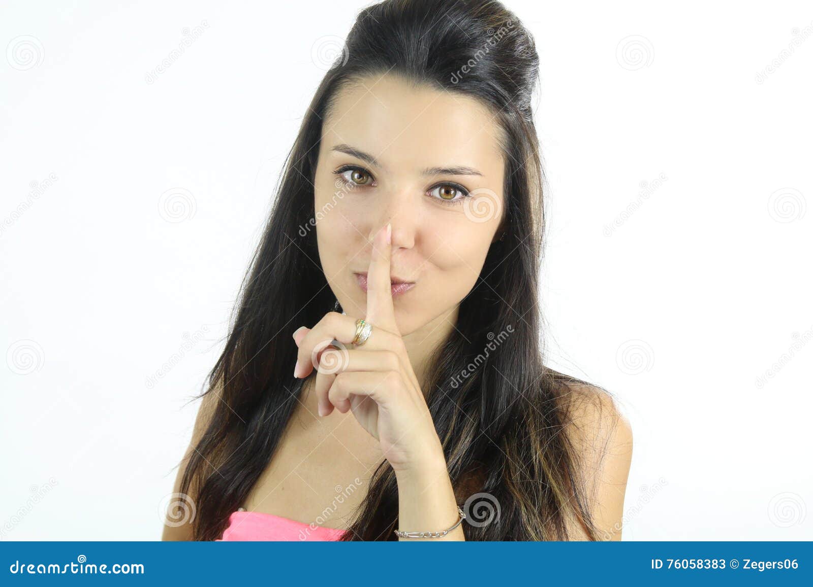 Beautiful Woman Doing Shh With Her Finger Stock Image Image Of Pretty