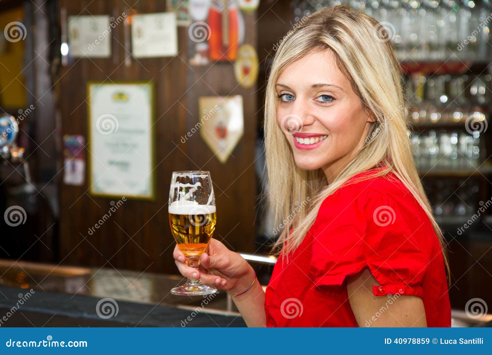 Beautiful Woman Drinking Beer Stock Image Image of holding, lips