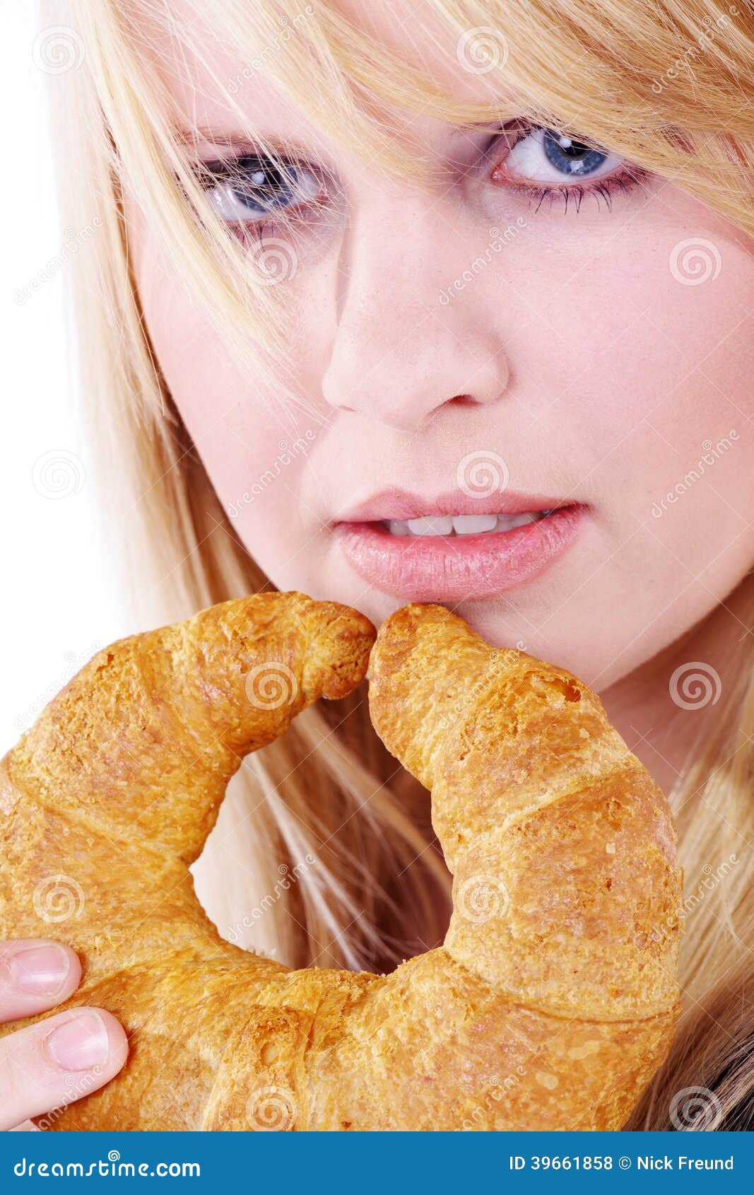 Beautiful Woman Eating a Biscuits Stock Photo Image of hair