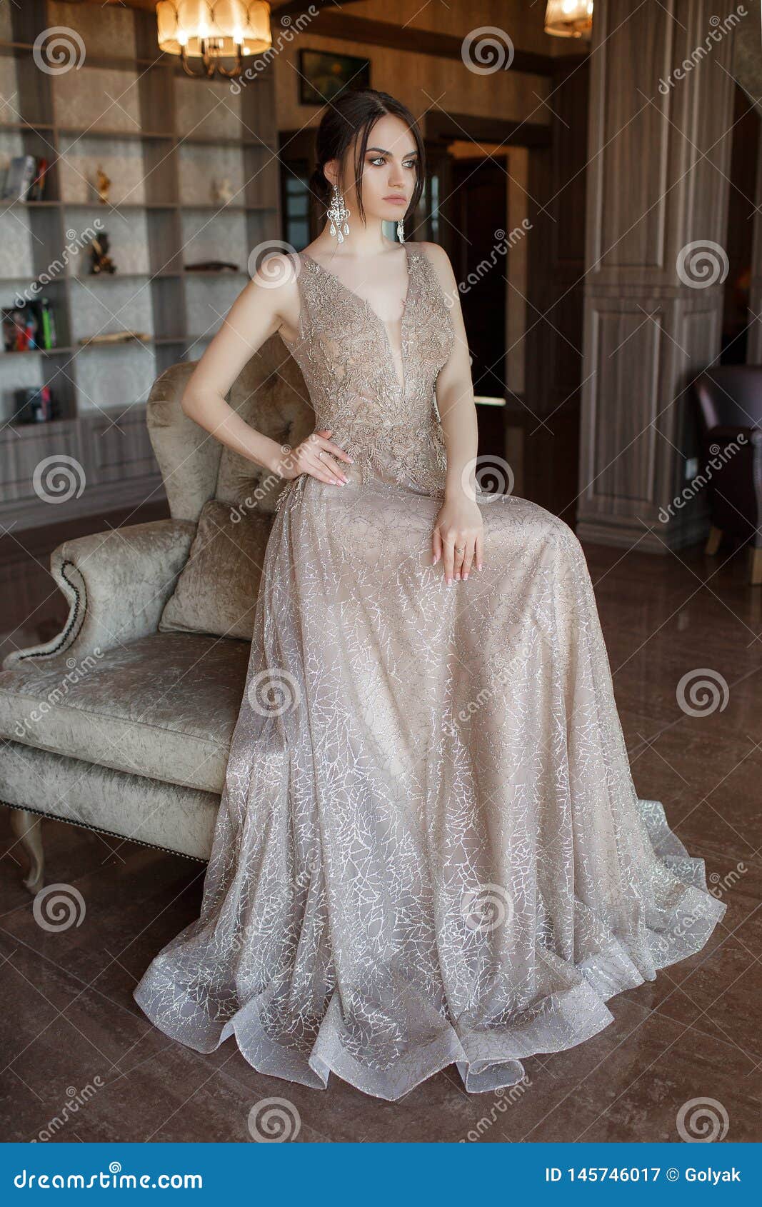 Young Woman in Elegant Evening Dress, Studio Shot Stock Image - Image of  evening, healthy: 145746017