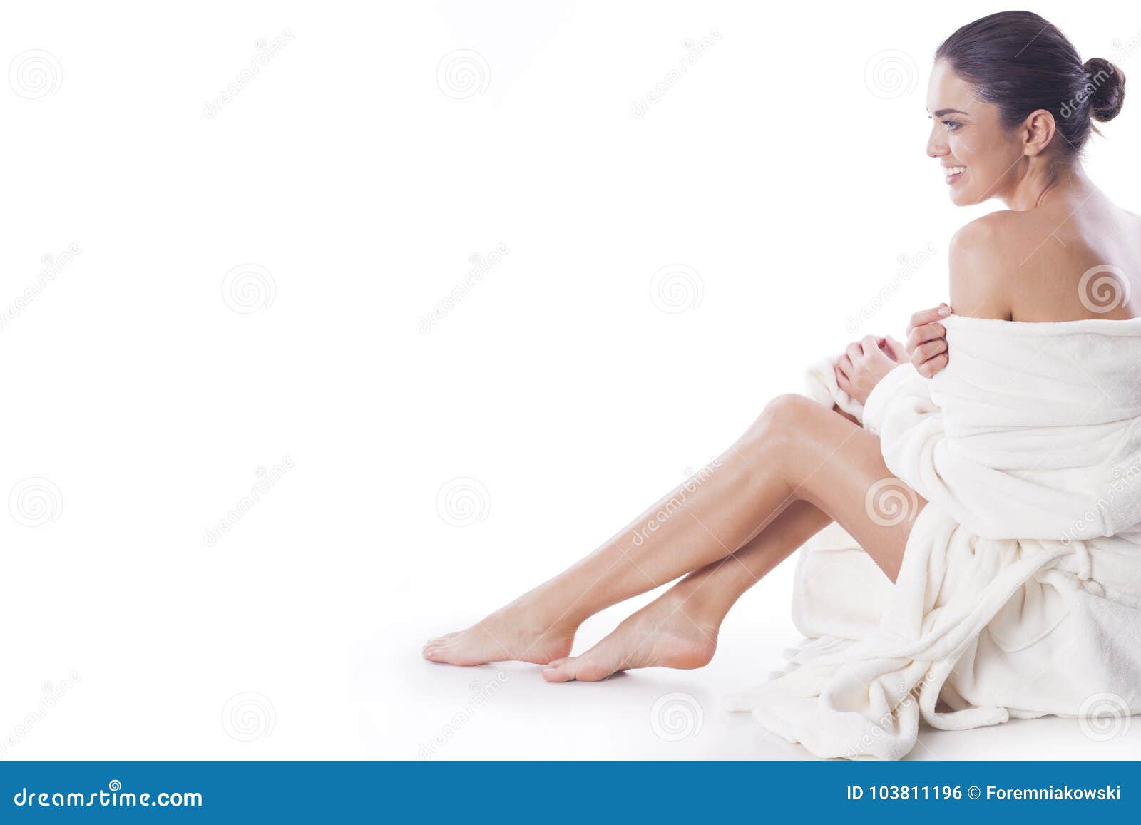 Girl in a White Coat is about To Take a Bath. Girl in a Bathrobe after  Taking a Bath Stock Photo - Image of bathtub, luxury: 168469438