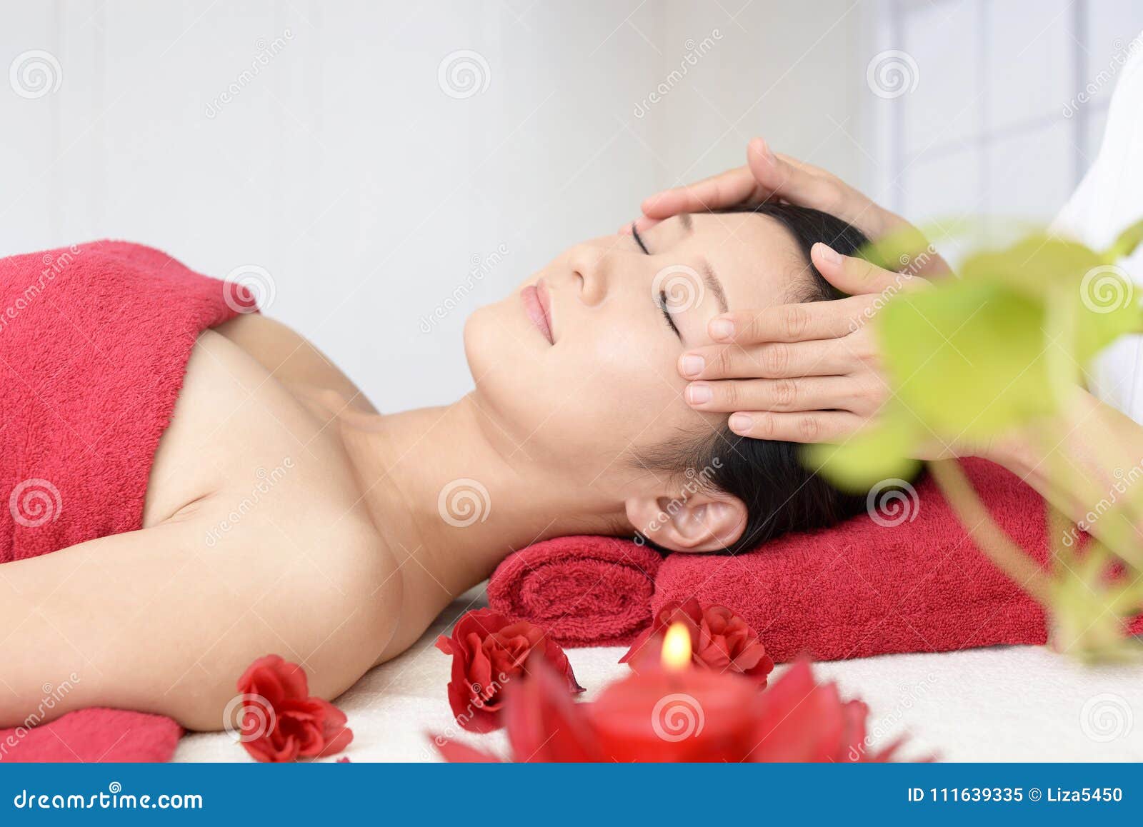 Beautiful Young Woman Receiving Facial Massage Stock Image Image Of