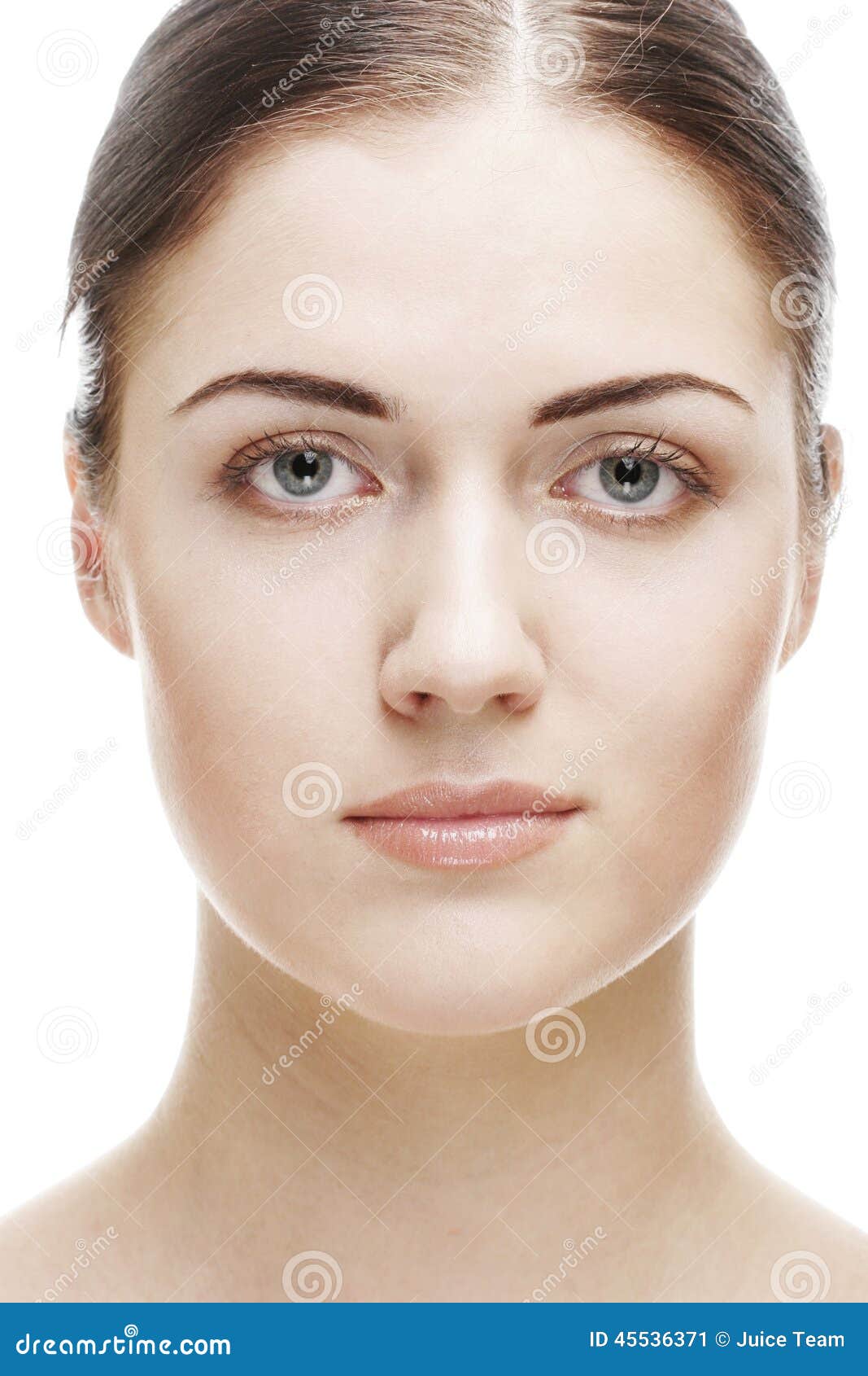 Beautiful woman face with clean skin - isolated on white