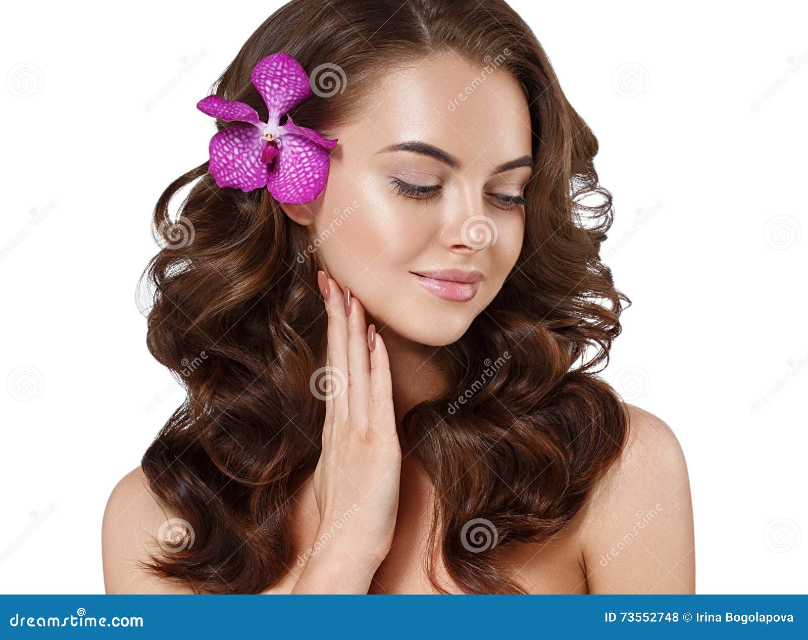 Beautiful Woman Face Close Up Portrait Long Beautiful Hair with Flower Young. Stock Photo - Image of hair, beauty: 73552748 Beautiful Woman Face Close Up Portrait Long Beautiful Hair with Flower Young. Stock Photo - Image of hair, beauty: 73552748