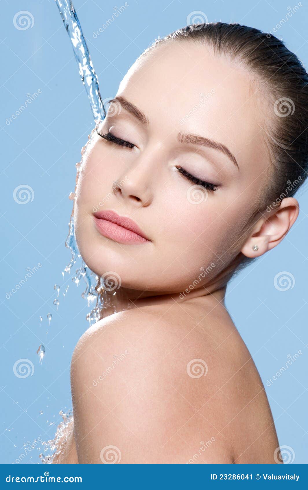Beautiful Woman Face And Water Stock Image Image of girl, cleaning