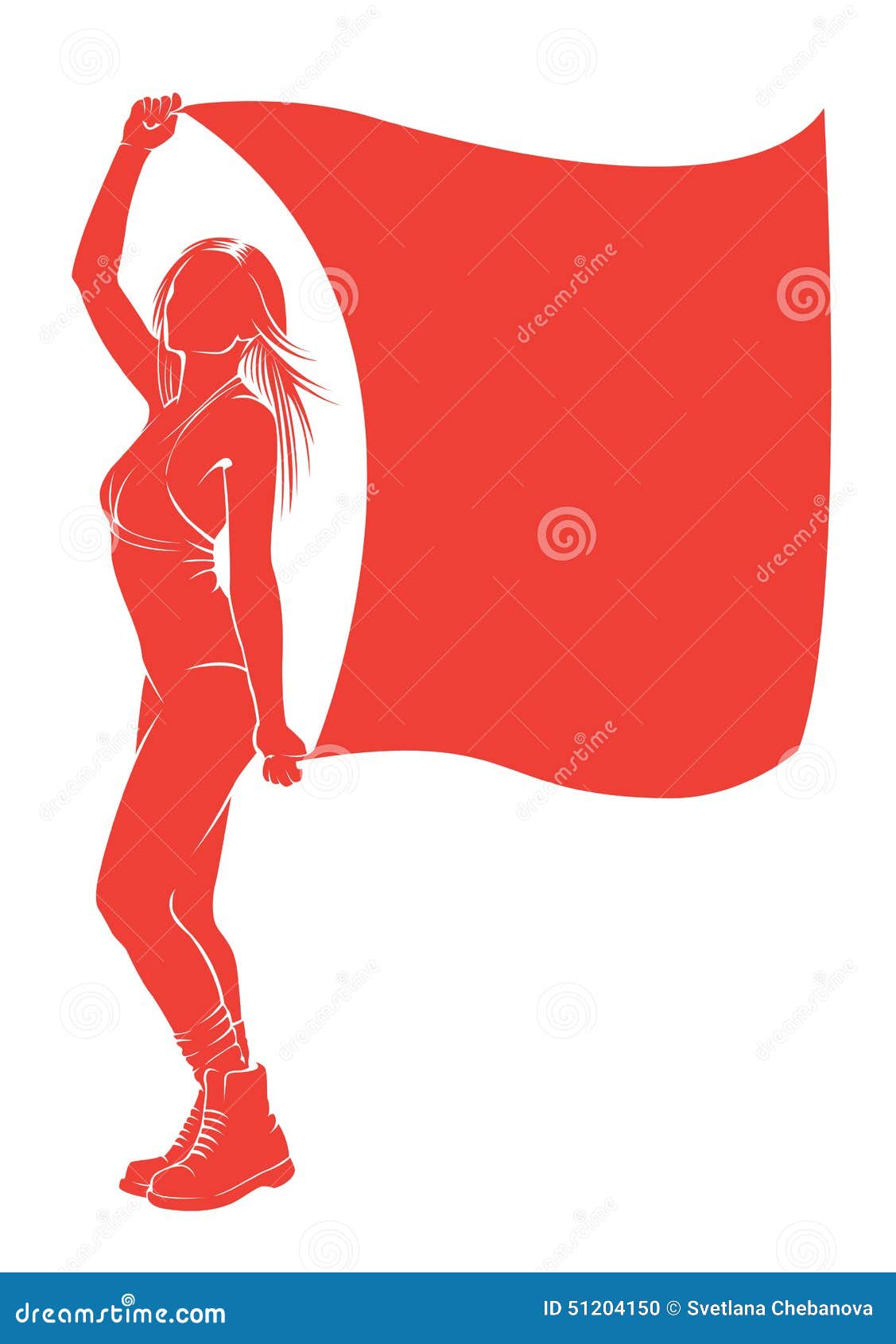 Beautiful Woman with a Flag Stock Vector Illustration of beautiful