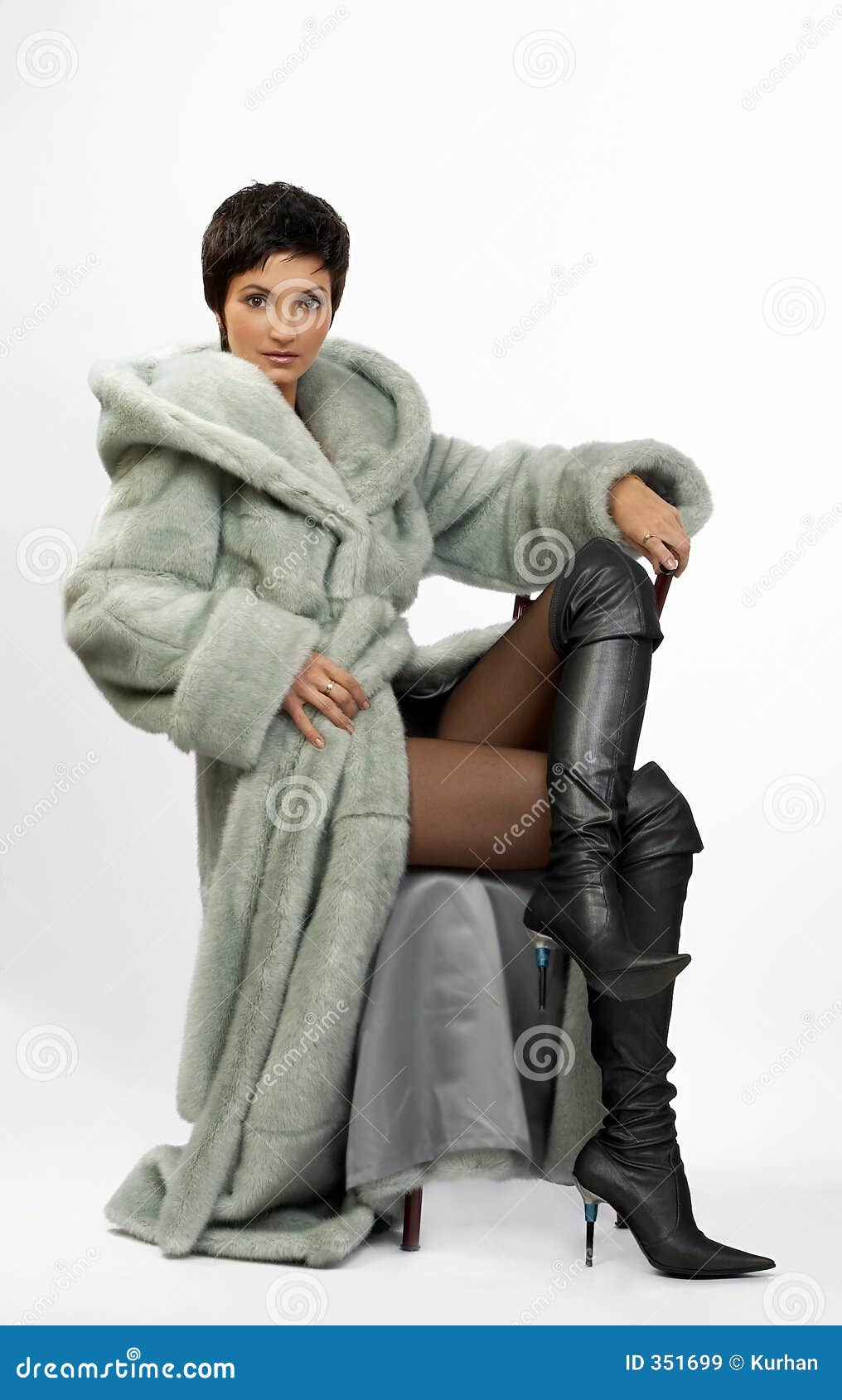 beautiful woman in a fur coat