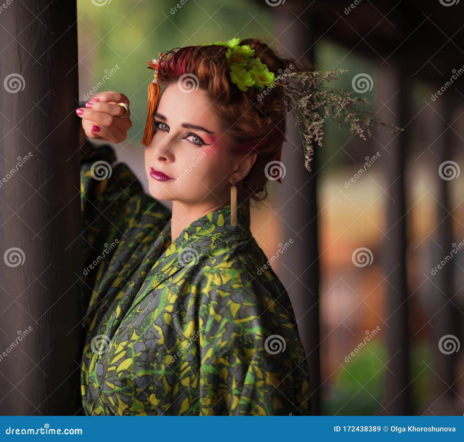 beautiful woman in geisha kimono