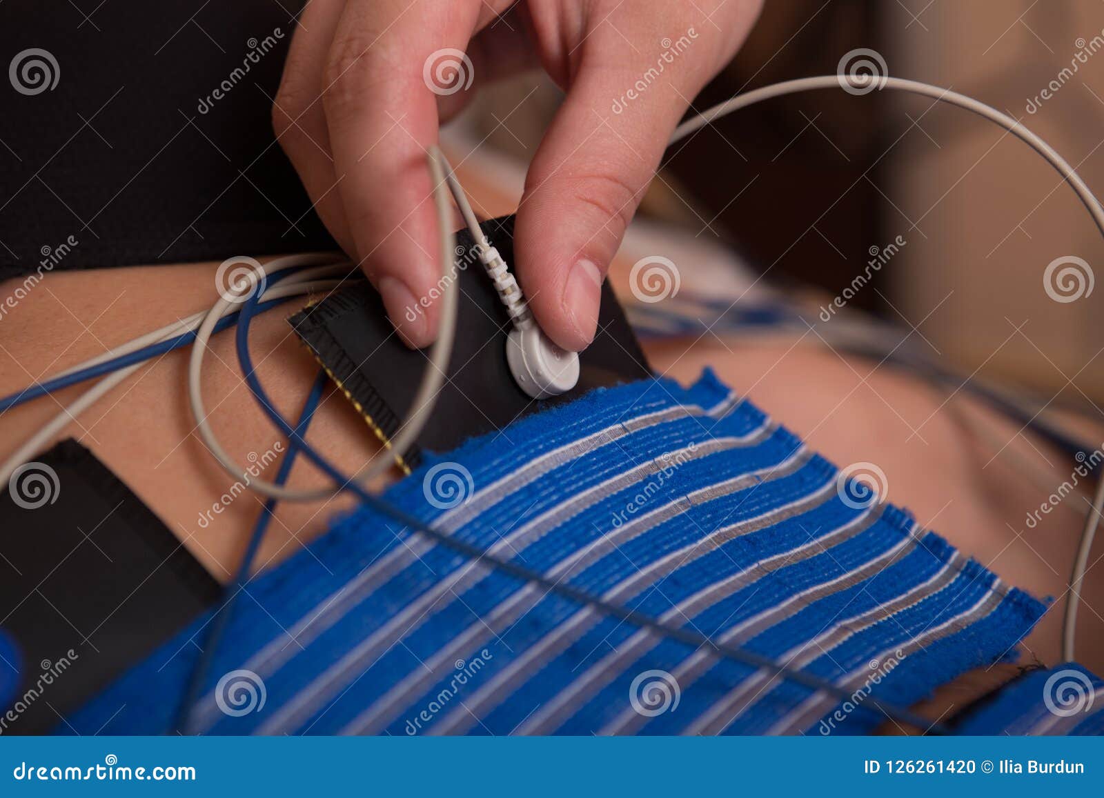 Beautiful Woman Getting Electro Stimulation Therapy Stock Photo Image