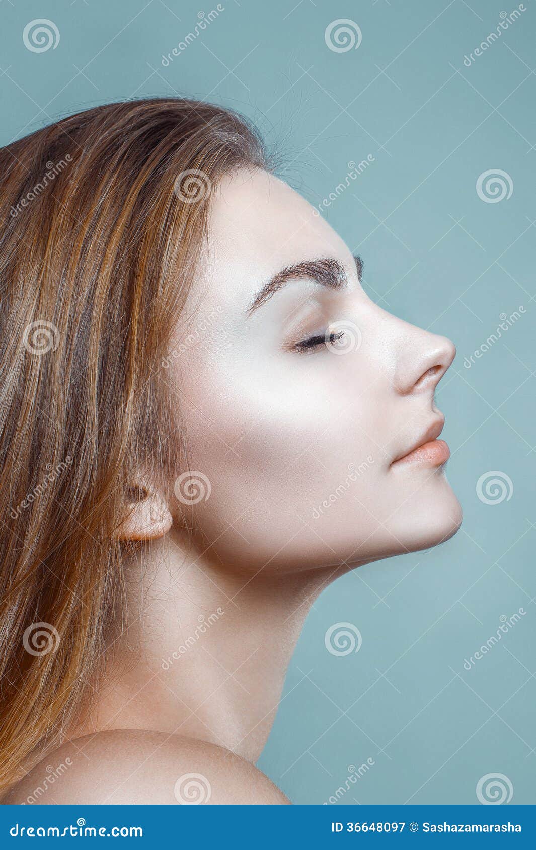 Beautiful Woman Glamour Clean Skin Face Portrait Profile Stock Image ...