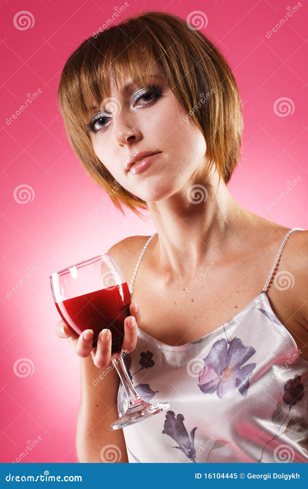 Beautiful Woman With A Glass Of Wine Stock Image Image Of Pink Bocal