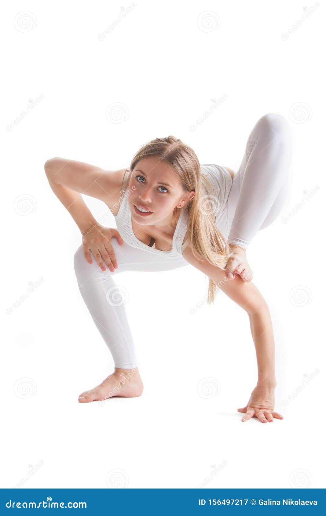 Beautiful Woman with Good Figure Does Yoga Stock Image - Image of ...