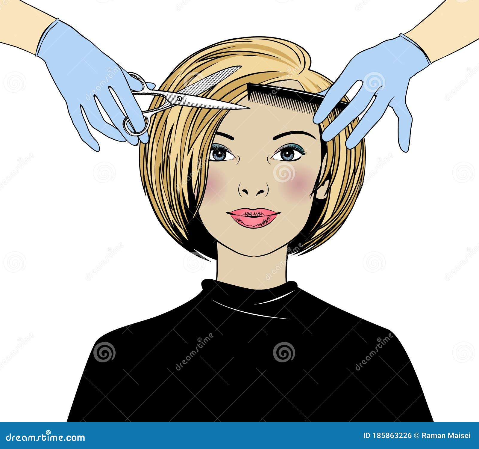 Beautiful Woman in a Hair Salon. Stock Vector - Illustration of  hairdressing, customer: 185863226