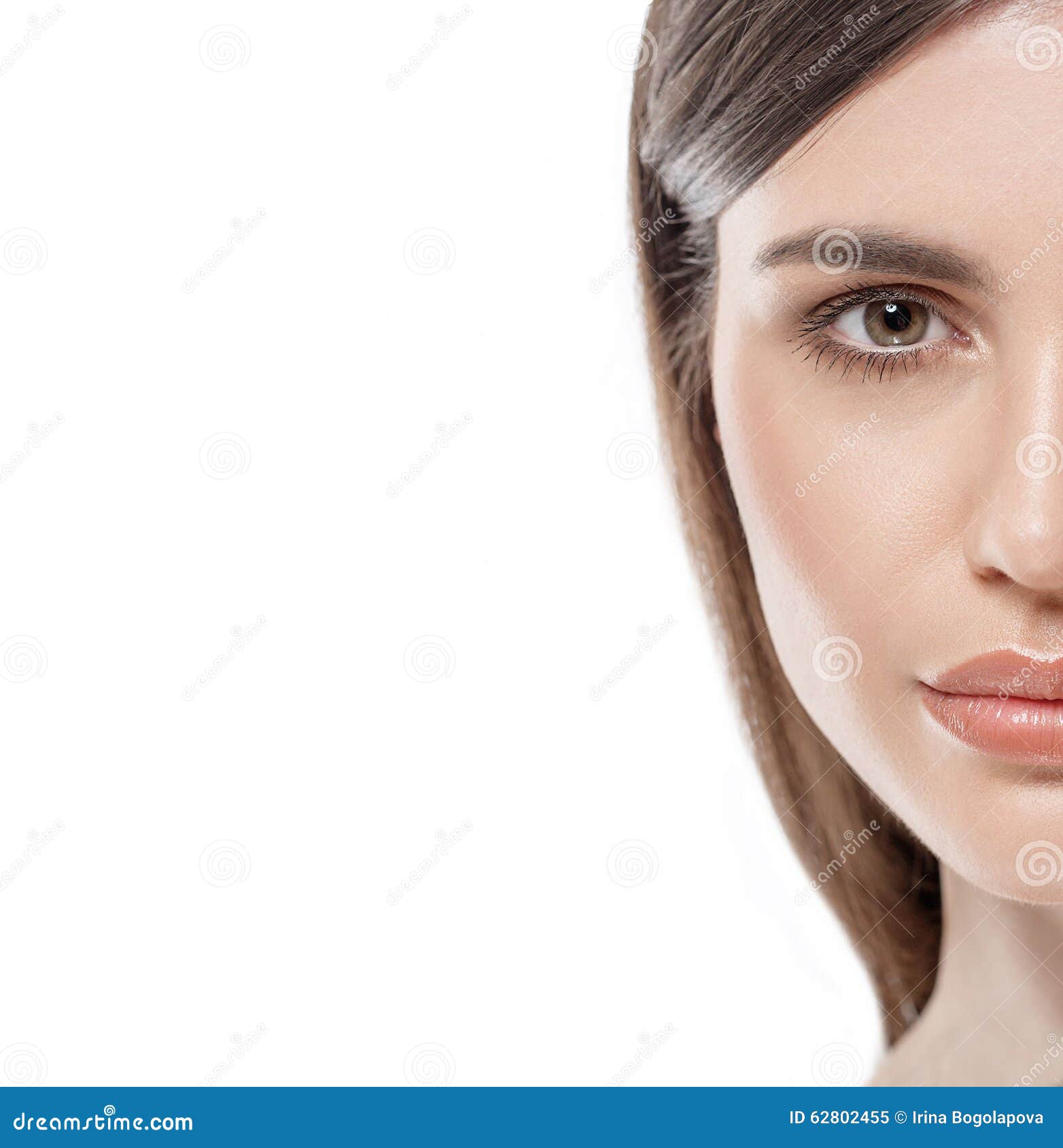 Beautiful Woman Halfface Studio on White Stock Image Image of happy