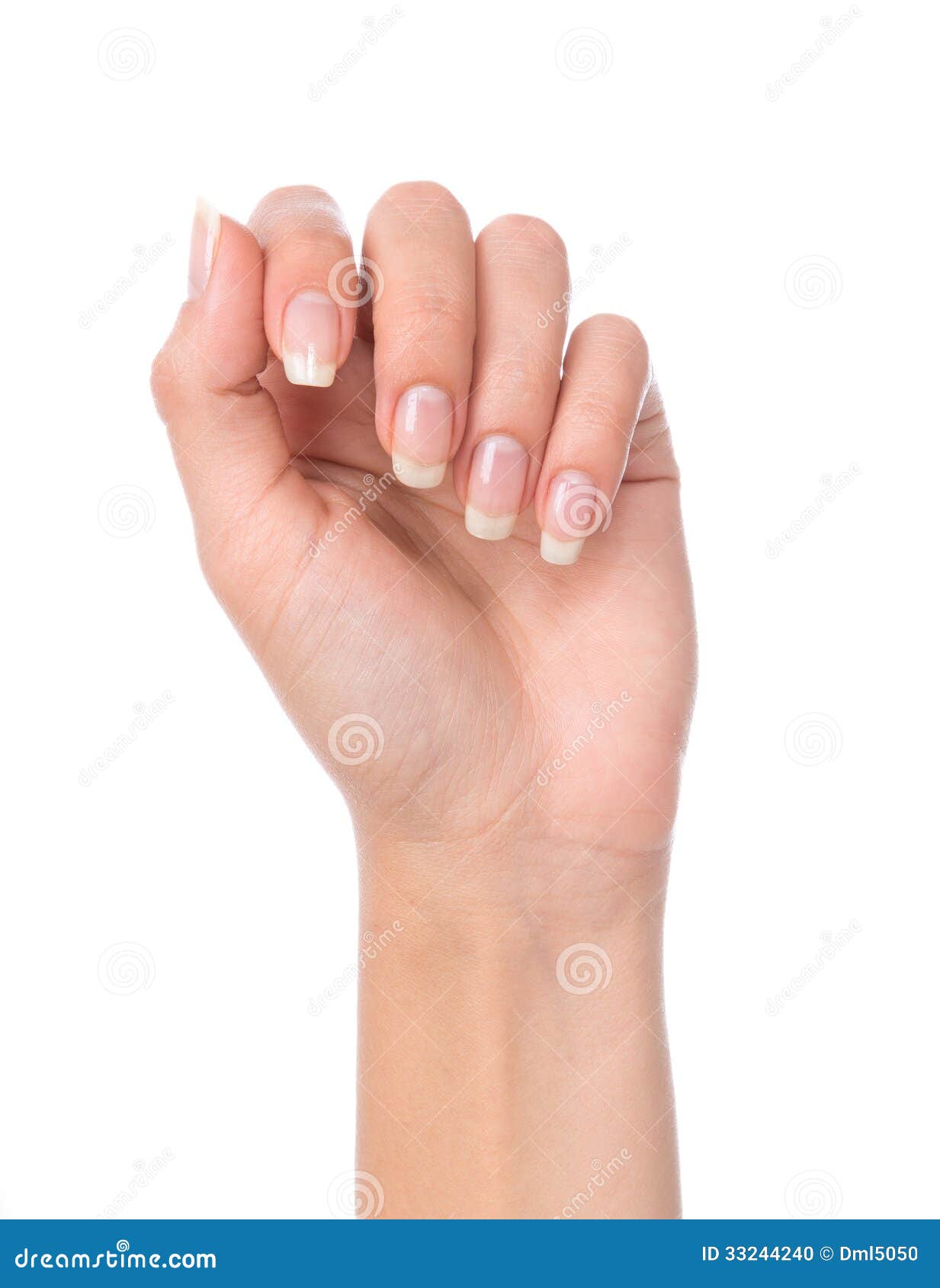 beautiful woman hand with french manicured nails