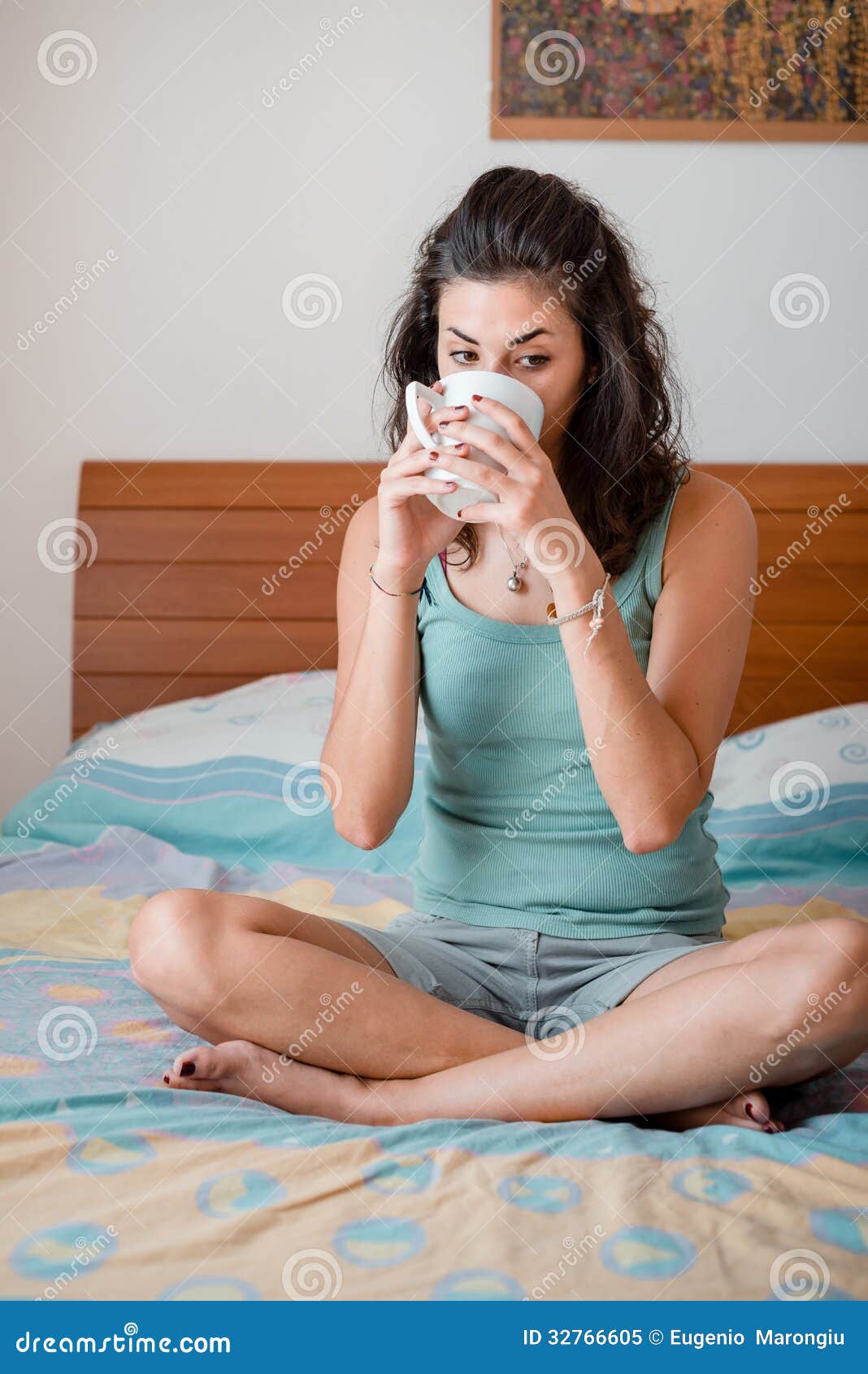 Beautiful Woman Having Breakfast Stock Image - Image of woman, home