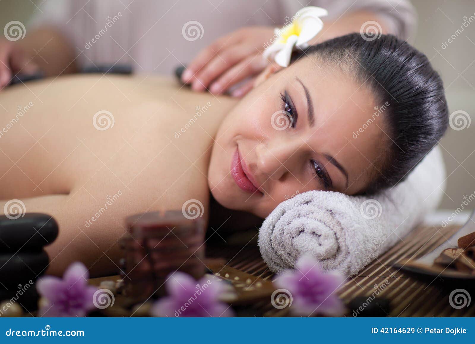 Beautiful Woman Having A Wellness Back Massage At Spa