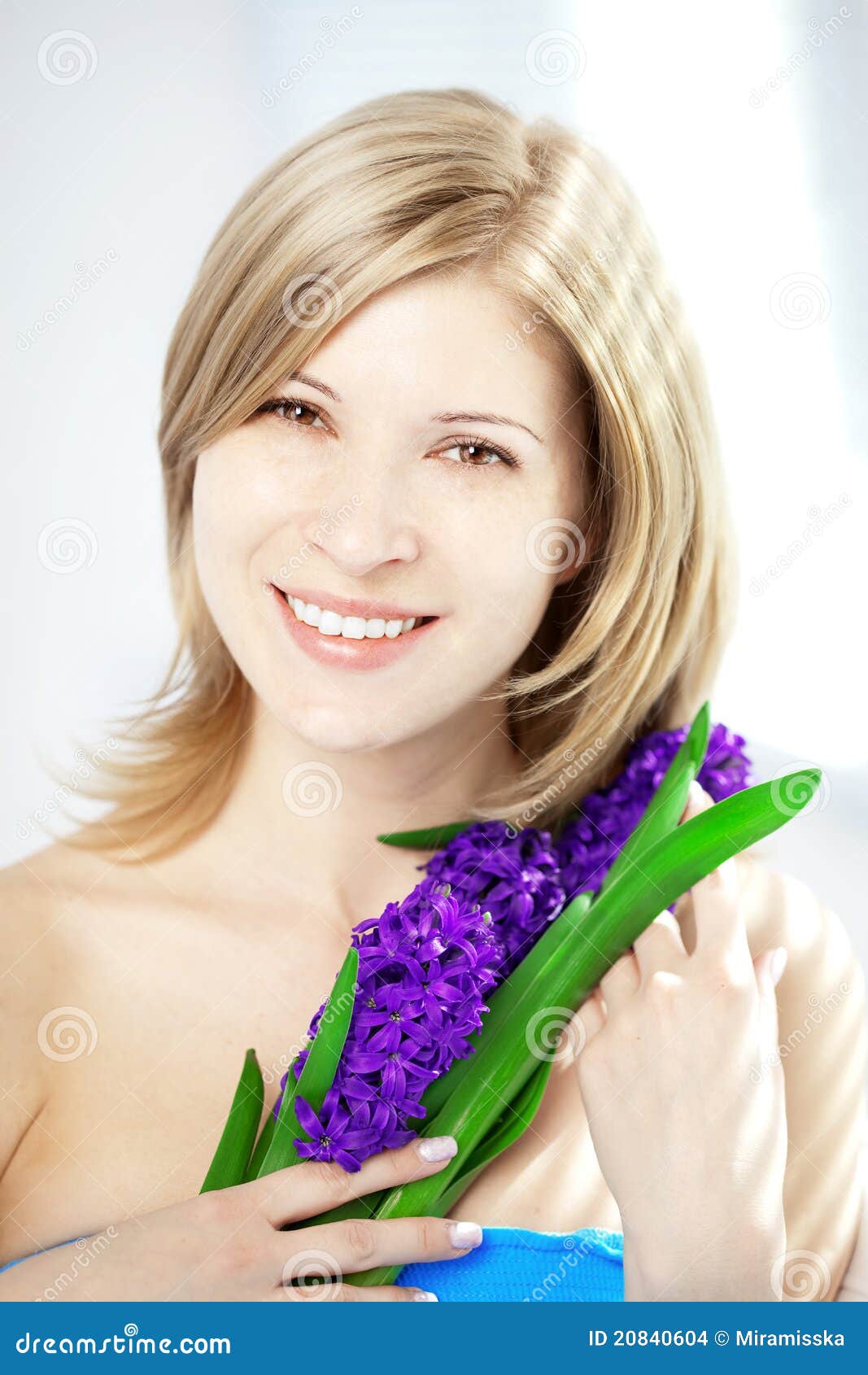 Beautiful Woman with Holding Flowers Stock Photo Image of beautiful, fresh 20840604
