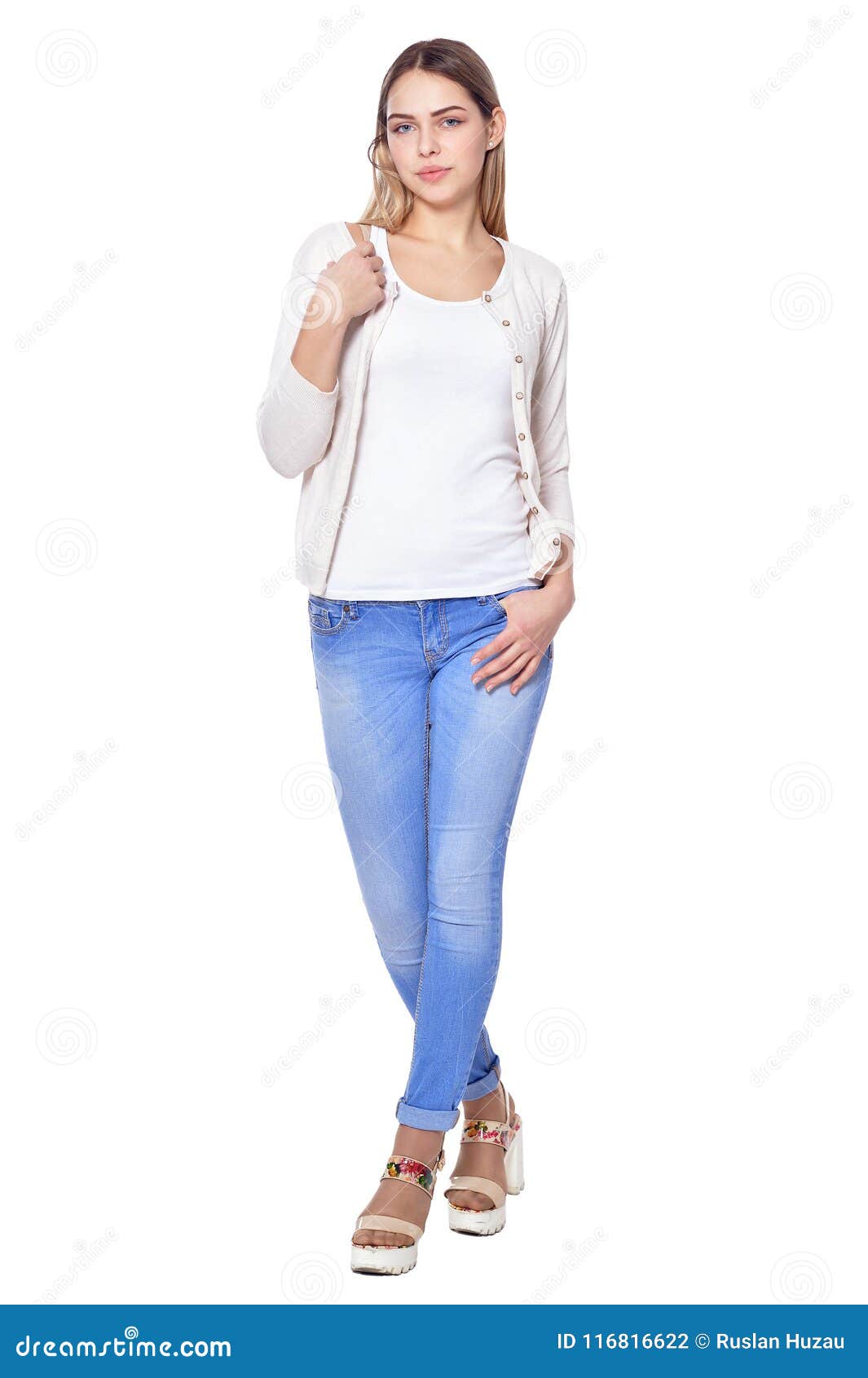 Beautiful Woman in Jeans Posing Stock Photo - Image of human, nice ...