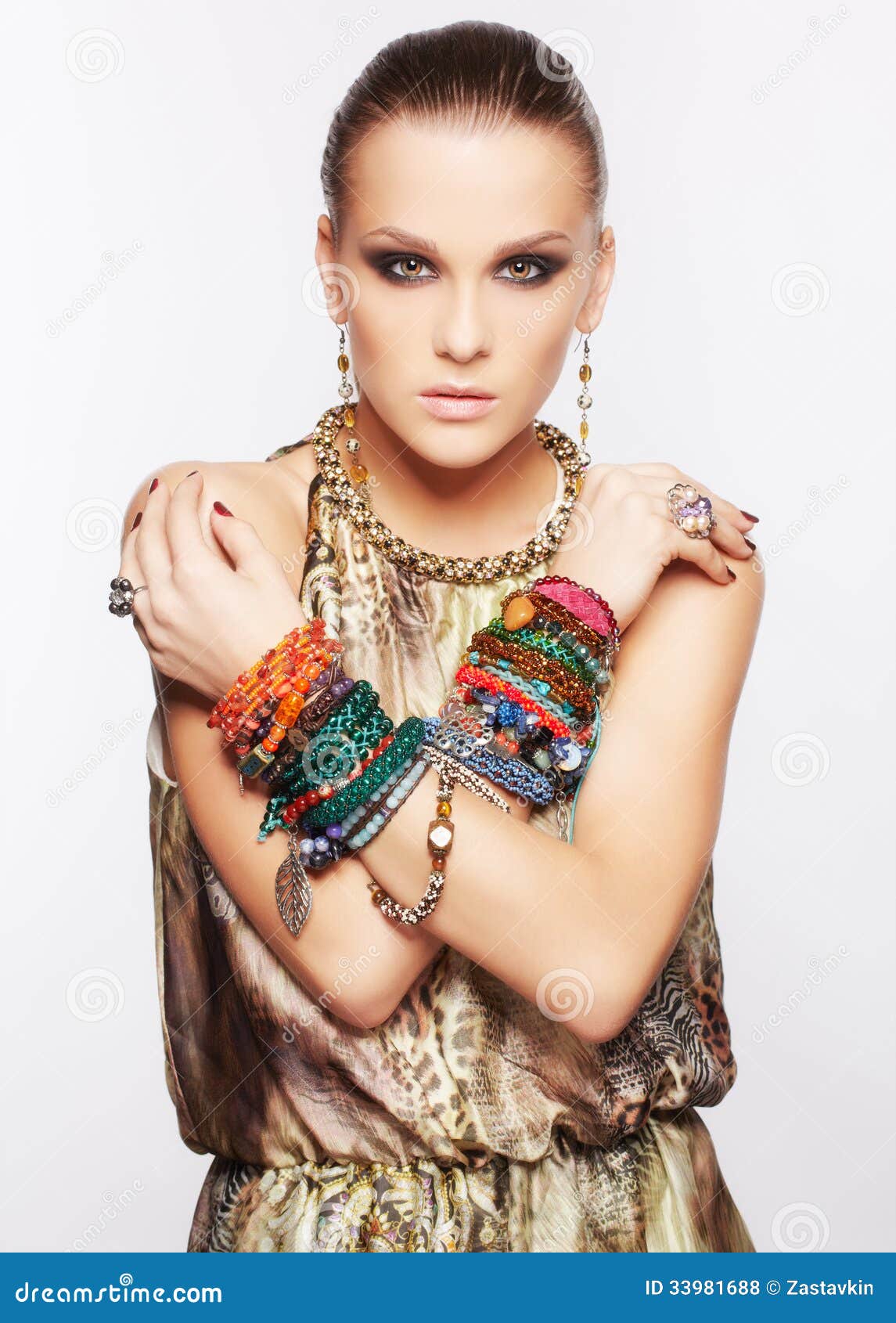 Beautiful woman in jewelry stock photo. Image of beautiful - 33981688