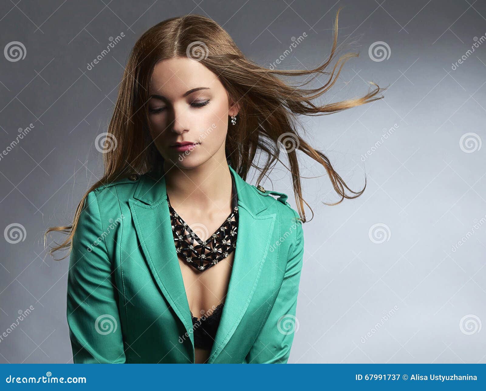 Beautiful Woman with Jewelry Stock Image Image of jacked, chic 67991737