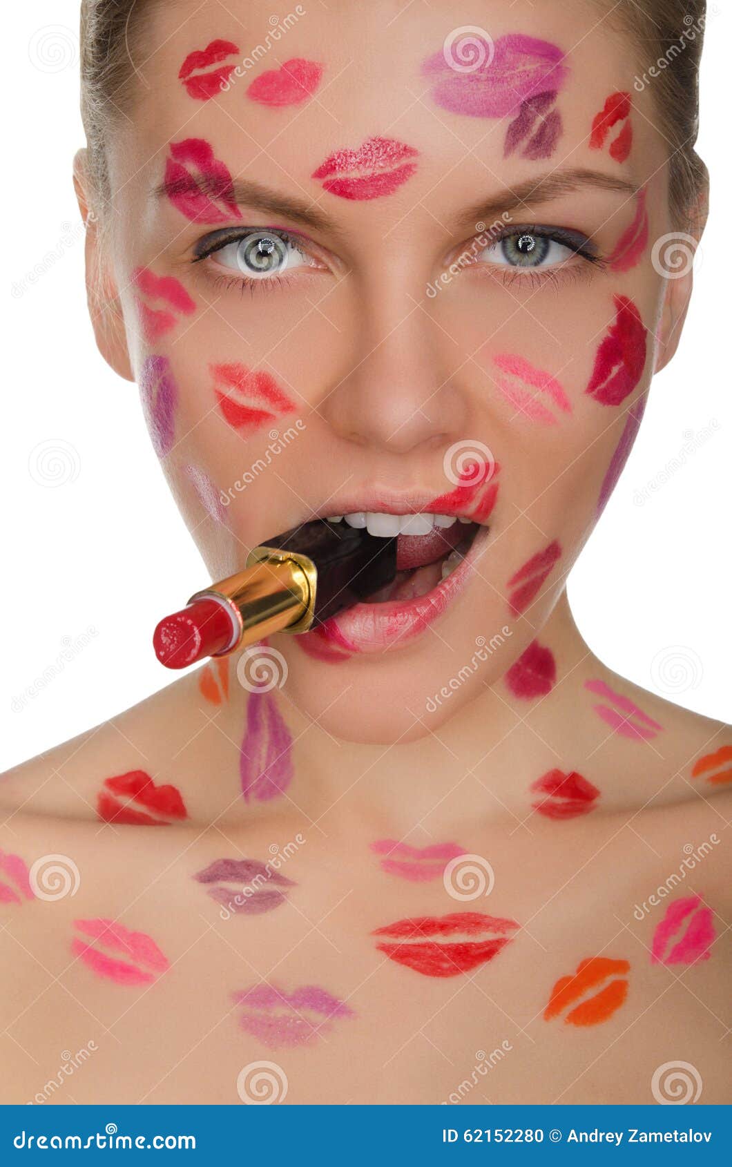 Beautiful Woman Kisses Face Lipstick Mouth Stock Photos - Free &  Royalty-Free Stock Photos from Dreamstime