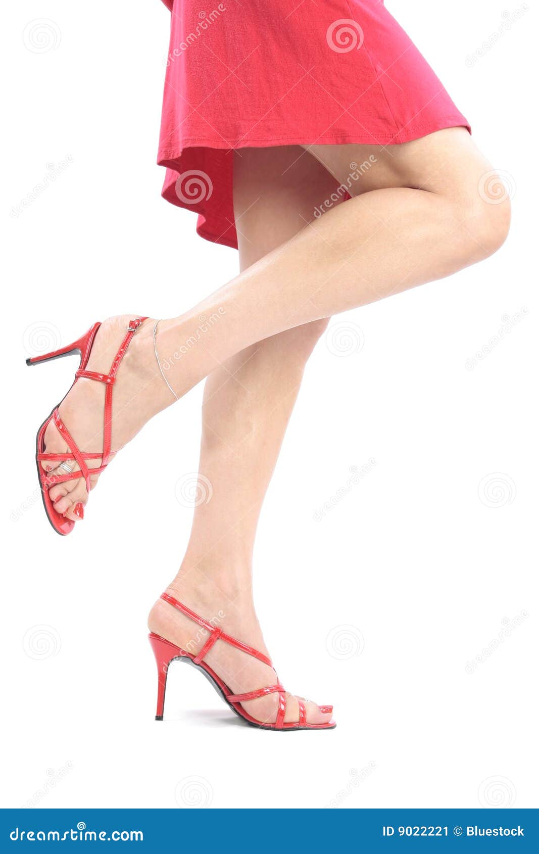 Beautiful Woman Legs with Red Shoes Over White Stock Image - Image of ...