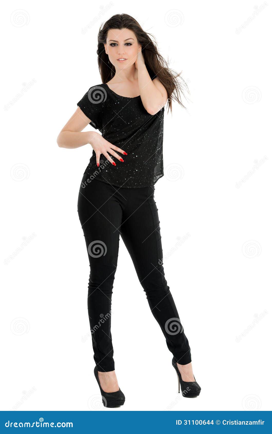 Beautiful Woman with Long Brown Hair.Pportrait of a Fashion Mode Stock ...