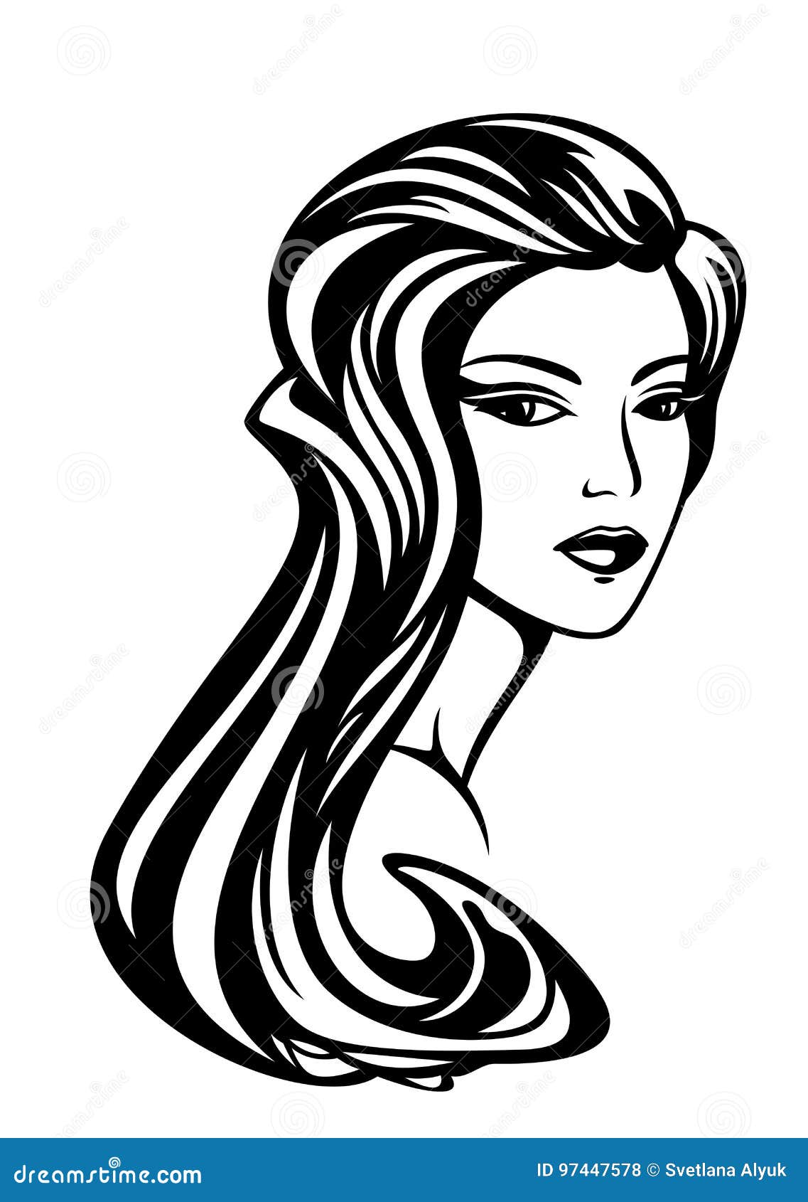 Beautiful Woman with Long Gorgeous Hair Vector Stock Vector ...