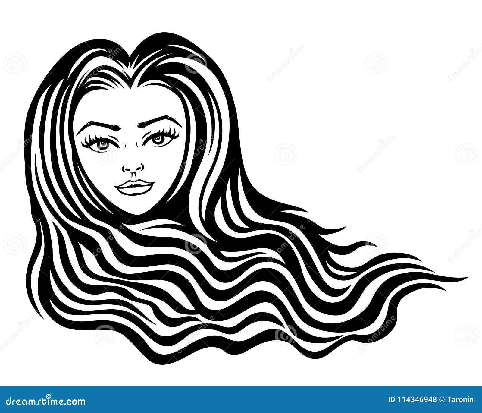 Beautiful Woman with Long Hair. Stock Vector Illustration of icon