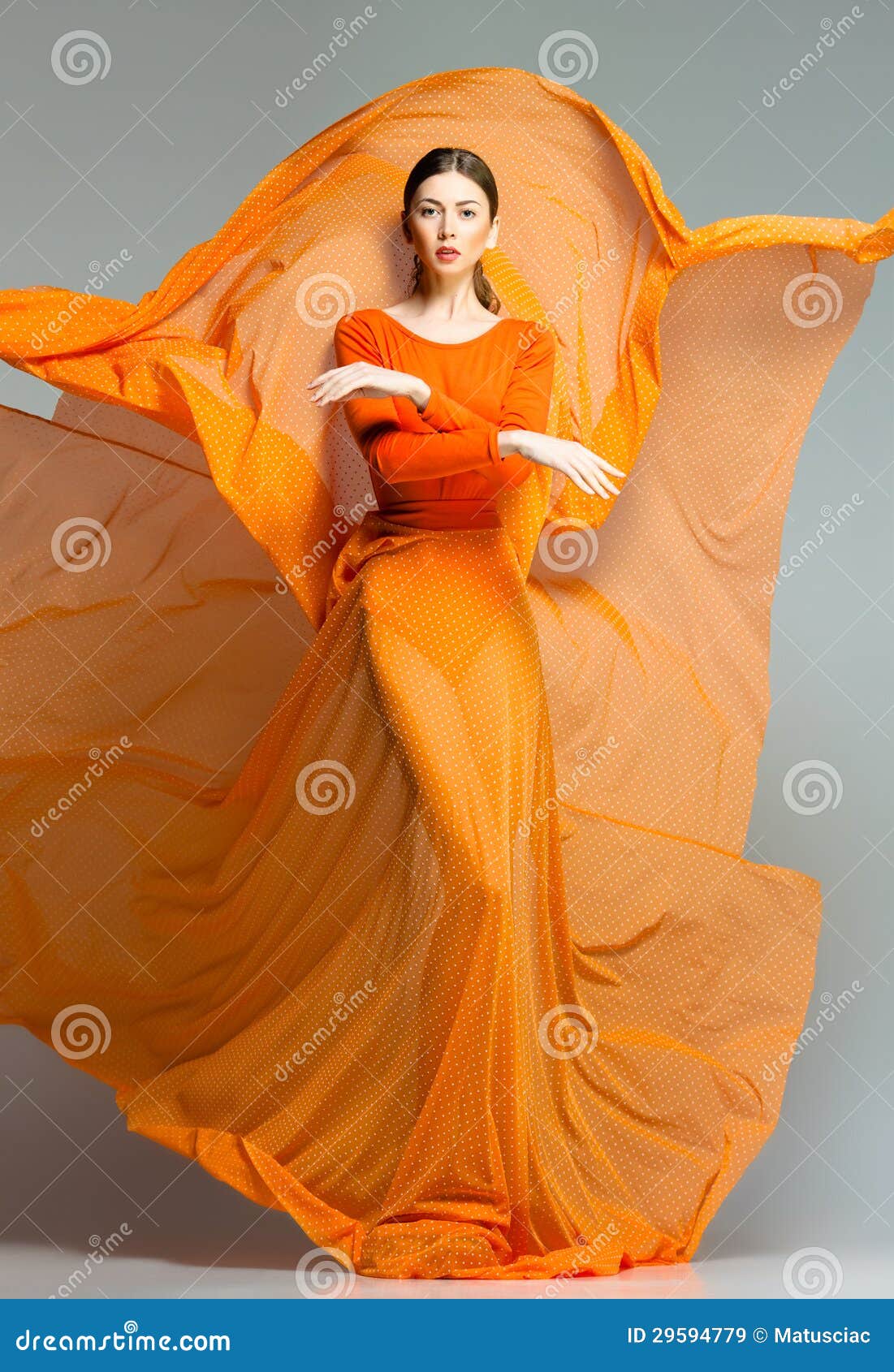 long orange gown