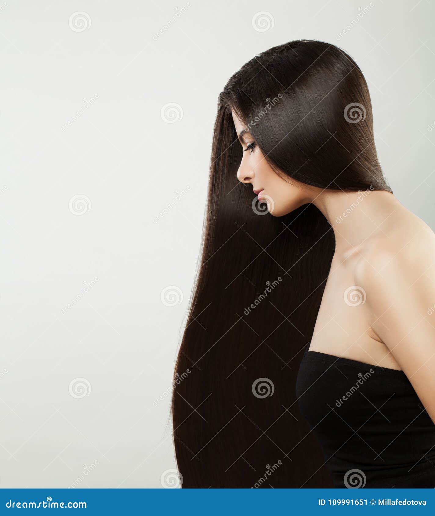 Beautiful Woman with Long Silky Hairstyle Stock Image - Image of  attractive, style: 109991651