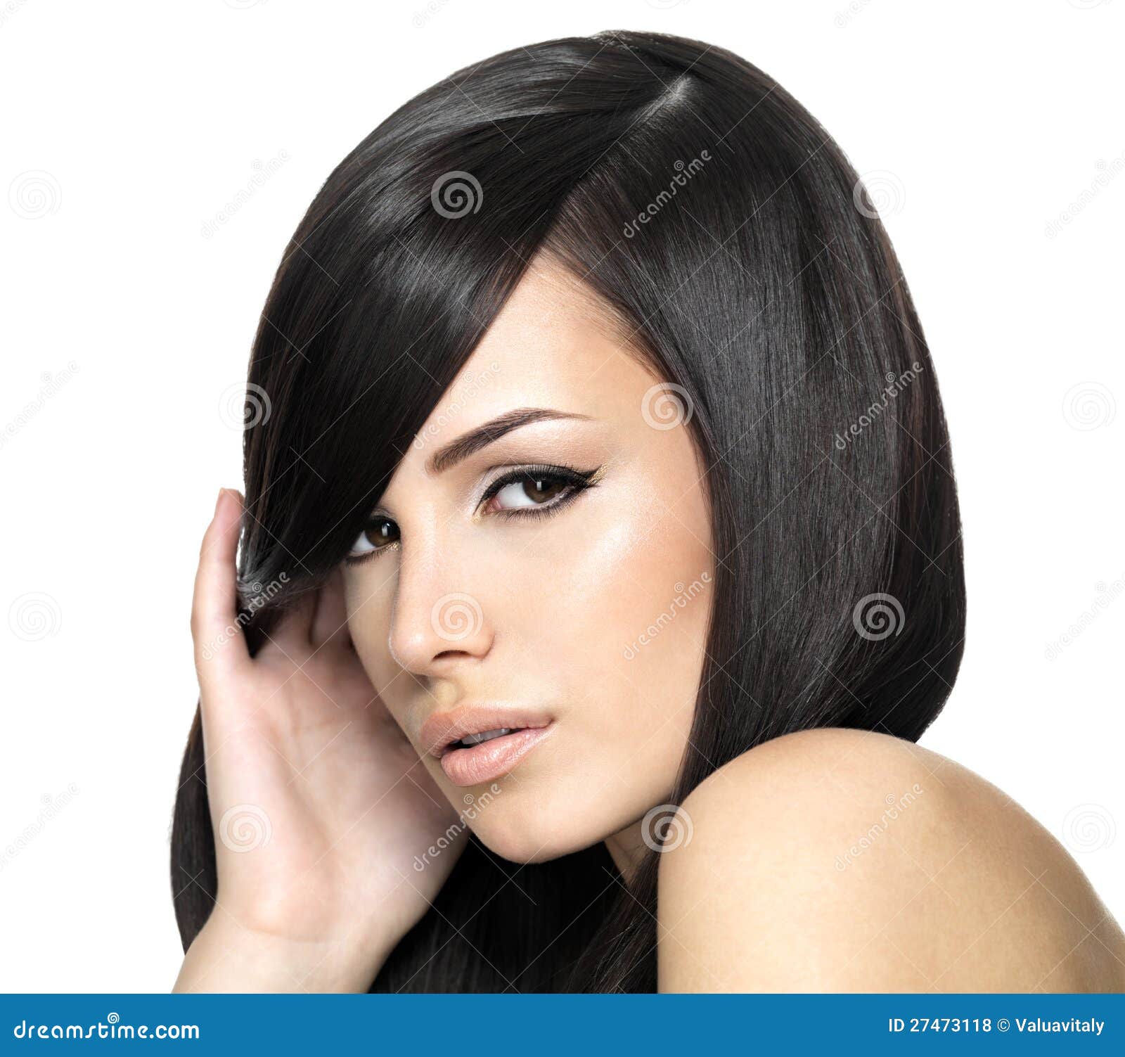 Beautiful Woman with Long Straight Hair Stock Photo - Image of ...