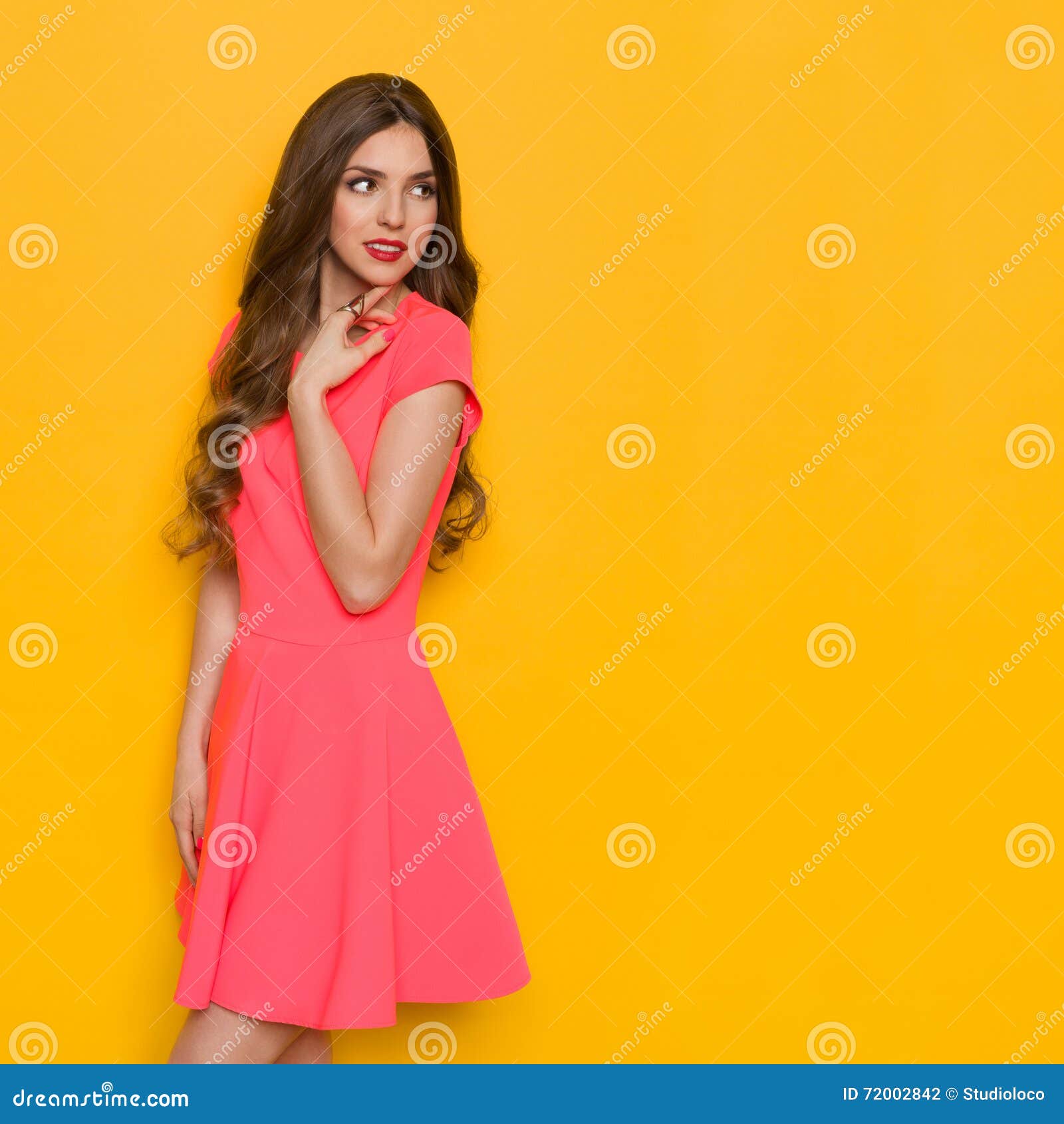 Beautiful Woman Looking Over Her Shoulder Stock Photo - Image of away ...