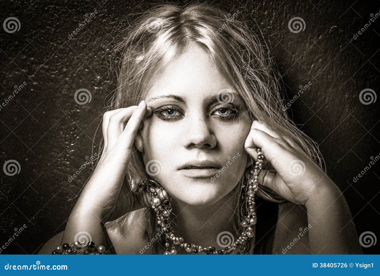 Beautiful Woman Looking Straight Into The Camera With An Intense Stock Photo Image Of Closeup