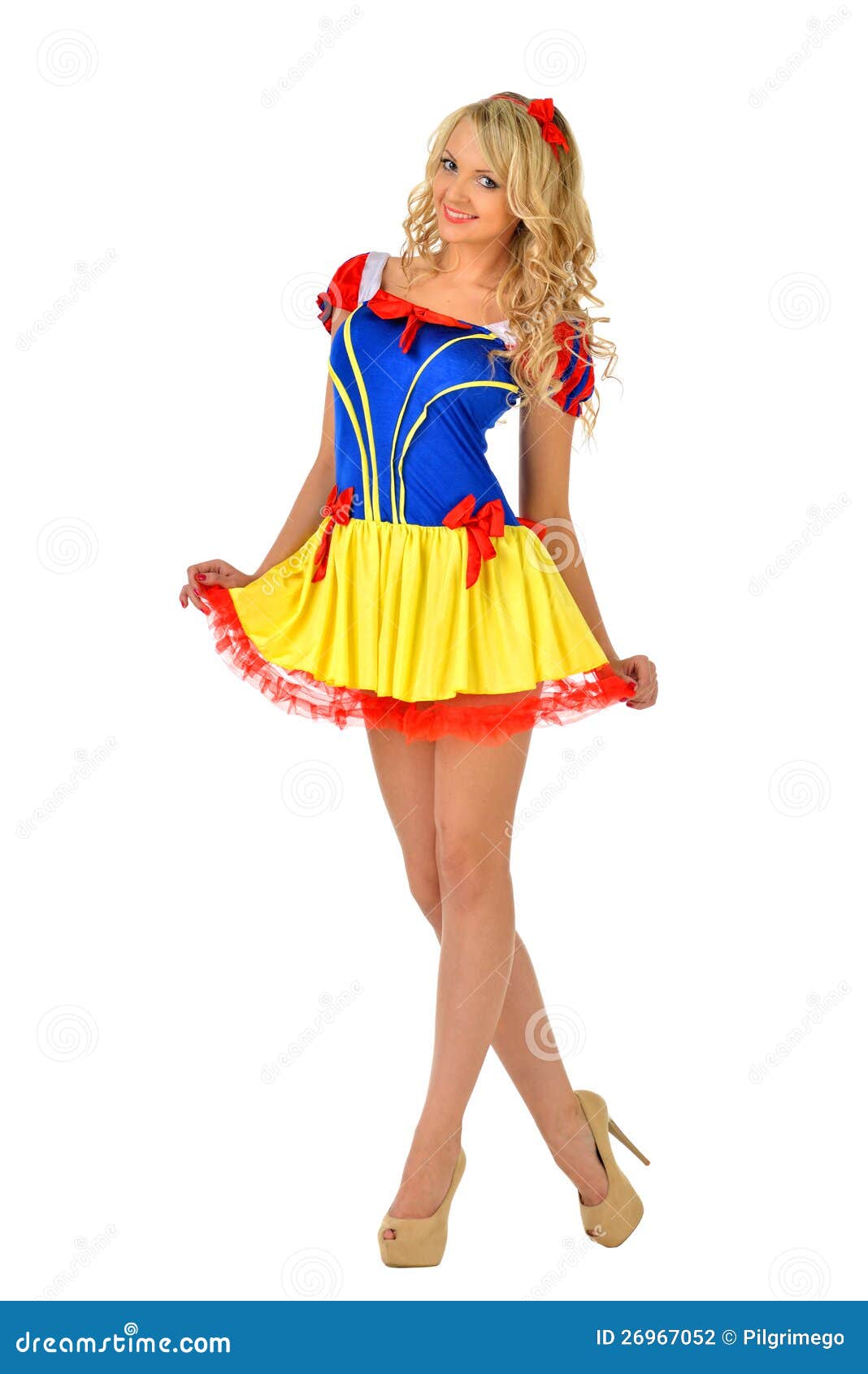 Beautiful Woman in Masquerade Snow White Dress. Stock Photo - Image of ...