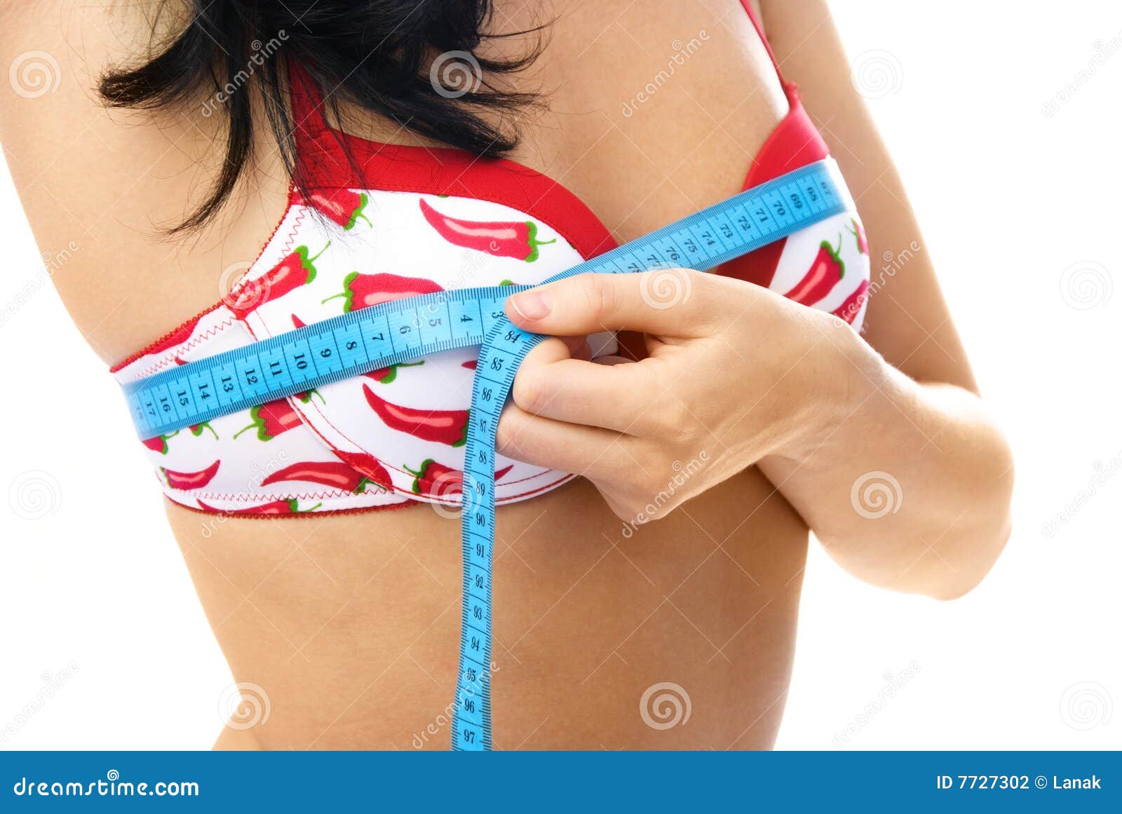 Girl Measures Her Nude Breast Measuring Tape. Isolated. Stock Photo,  Picture and Royalty Free Image. Image 48276345.