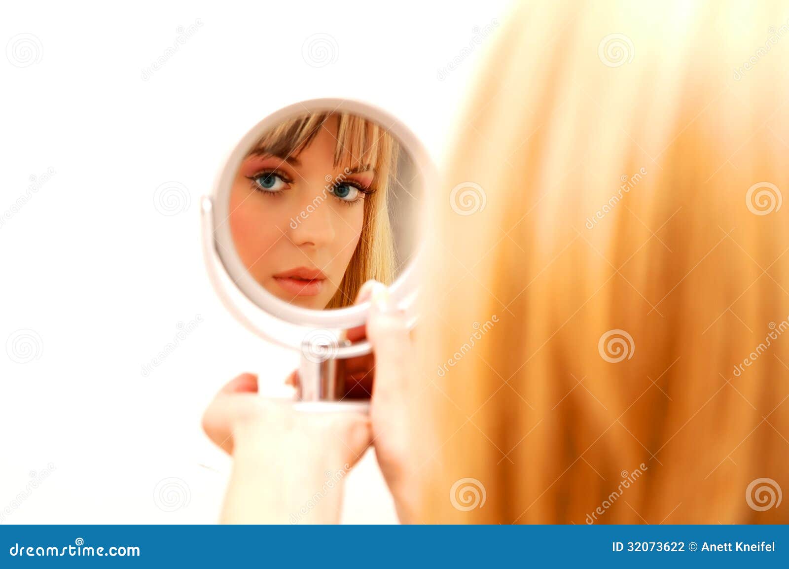 Beautiful Woman in the Mirror Stock Photo Image of facial, isolated