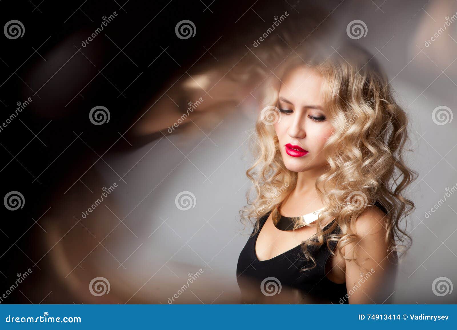 Beautiful Woman Model Posing in Elegant Dress Stock Photo - Image of ...