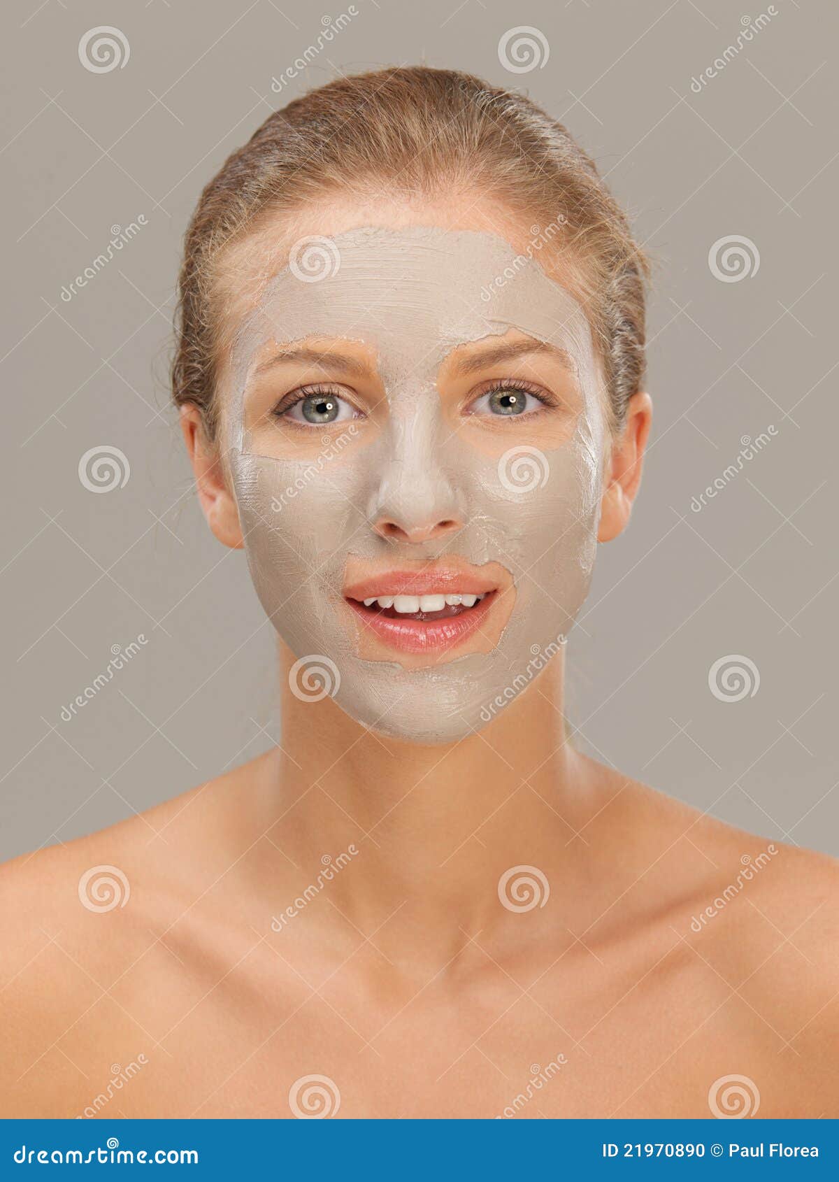 Beautiful Woman with Mud Mask on Face Stock Photo Image of brush