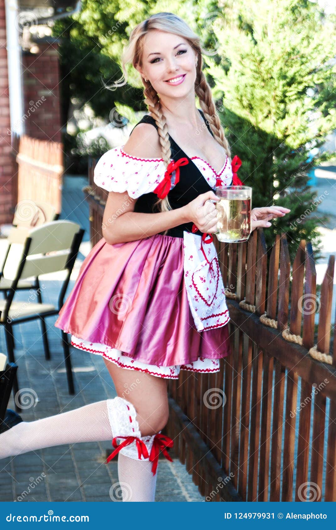 Beautiful Woman In Octoberfest Dress Stock Image Image Of Beauty Stone 124979931