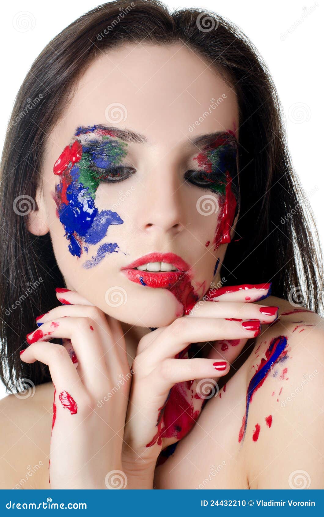 The Beautiful Woman With A Paint On The Face Stock Photo 