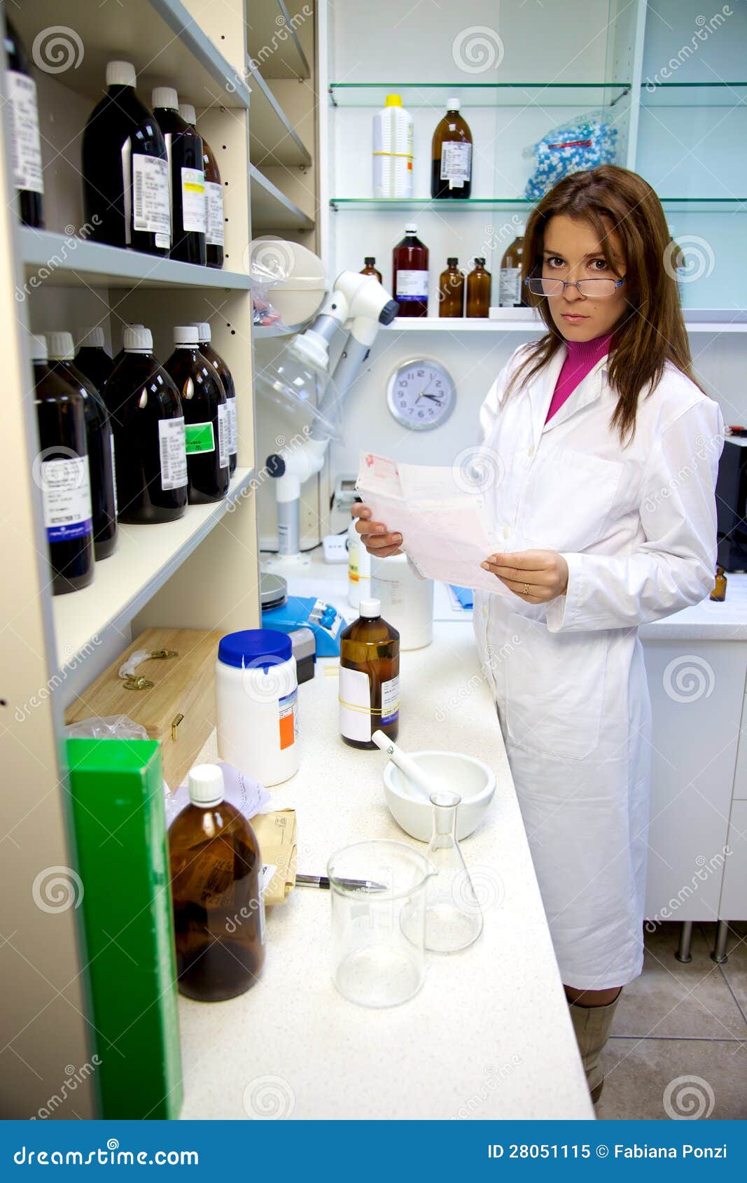 Beautiful Woman Pharmacist in Laboratory Stock Image Image of cure
