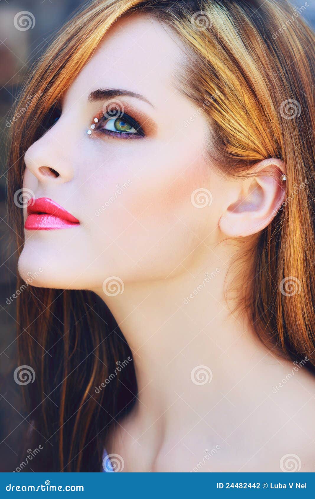 Beautiful Woman With Pink Lips Stock Photo - Image of artistic, fashion